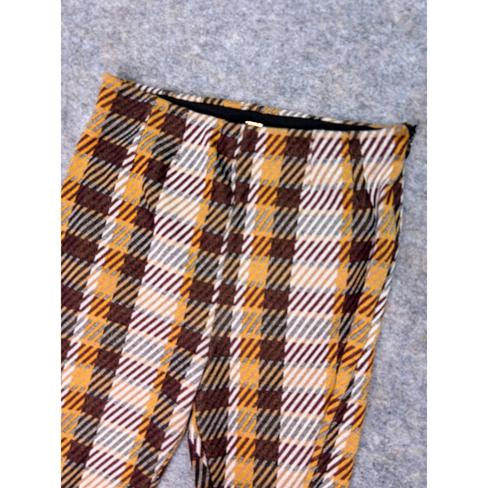 Free People Plaid Pants Retro Vintage Flare Brown Yellow Size‎ 2